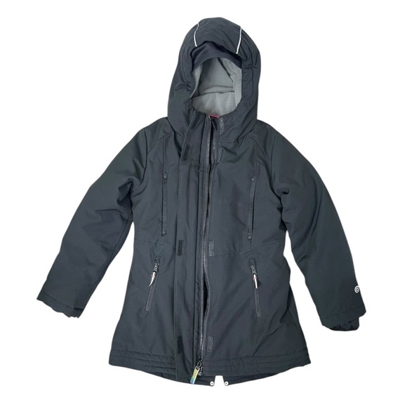 Champion Black Hooded Water Resistant Jacket - Size 6/6X - Picture 4 of 10